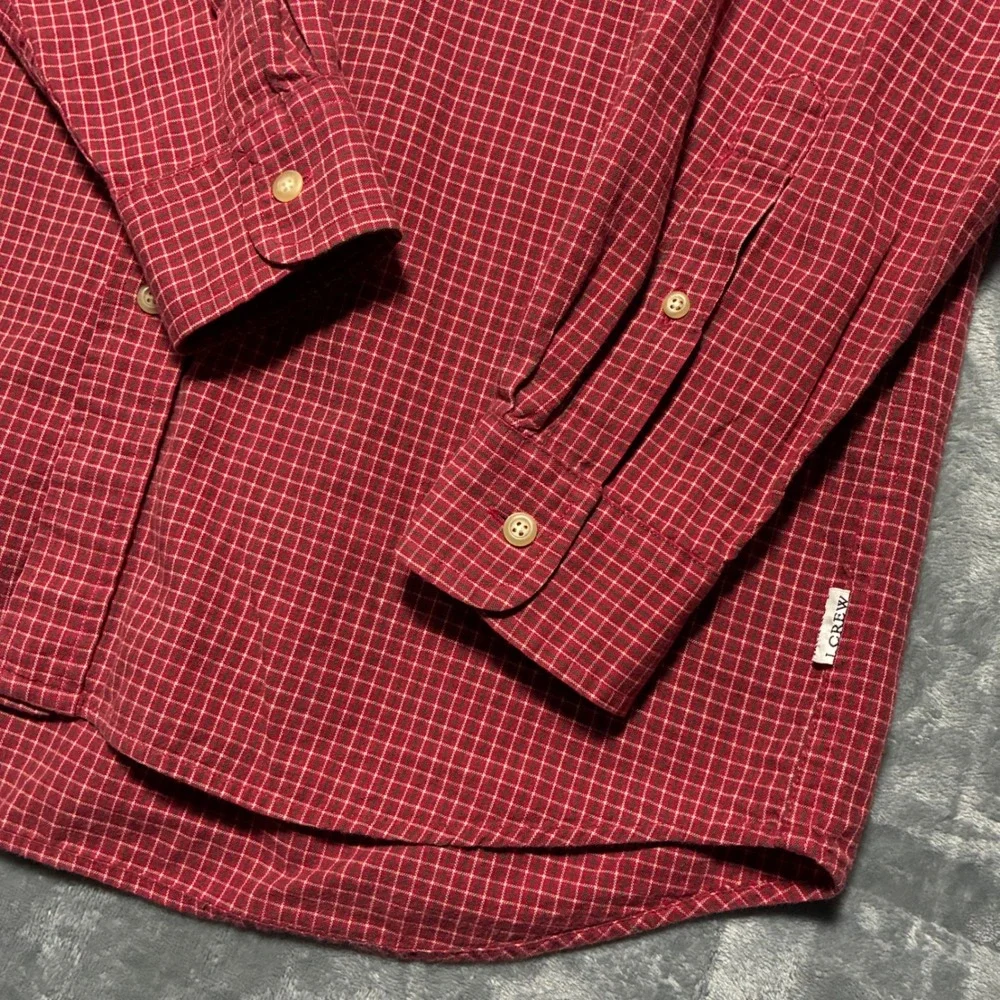 J‎ Crew Red Plaid Button Down Long Sleeve Shirt Men's S Cotton